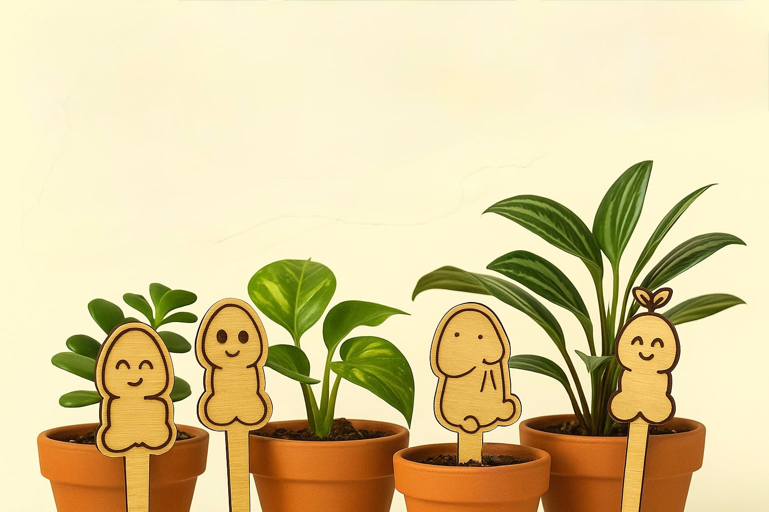 Complete Stakes Set — Lil Sprout, Chunk, Chubby Bud, Dozy Willie (Unpotted)