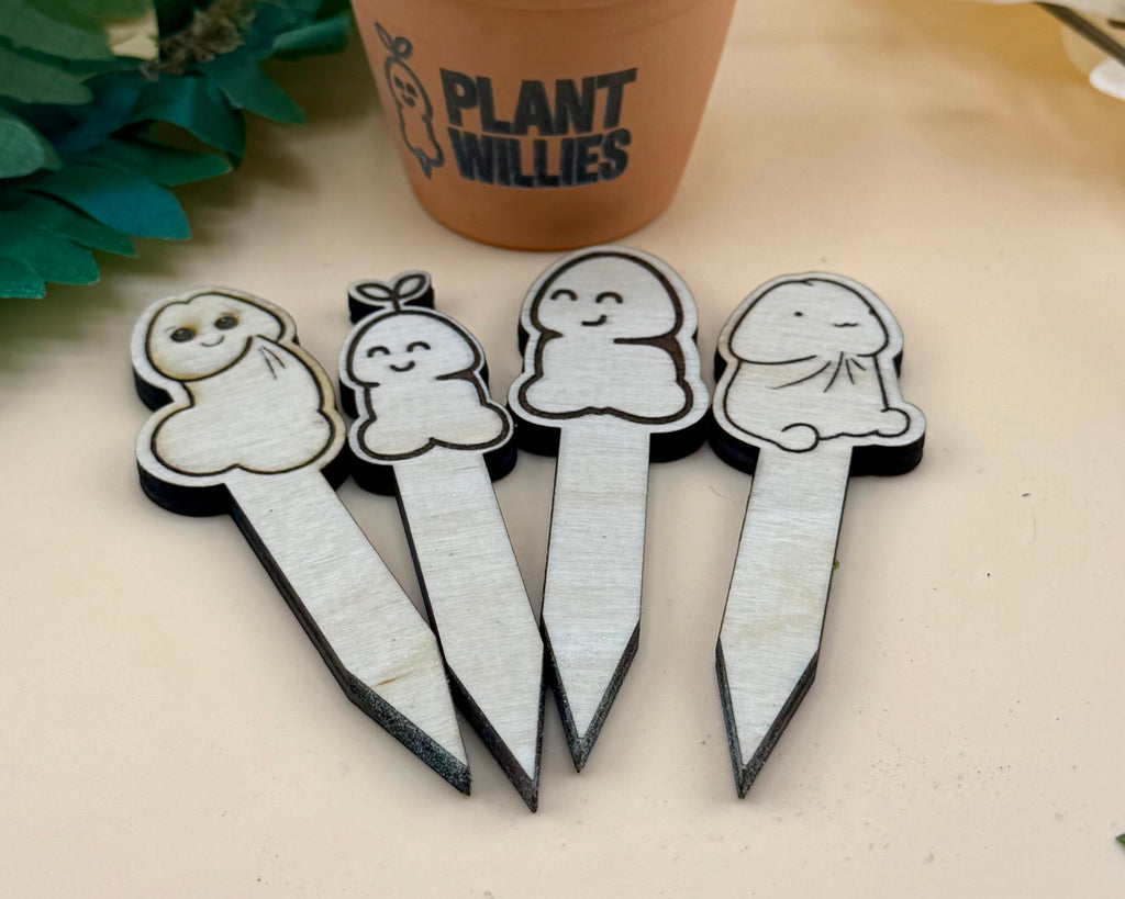 Full Plant Willies™ collection — Lil Sprout, Chunk, Chubby Bud, and Dozy Willie together.